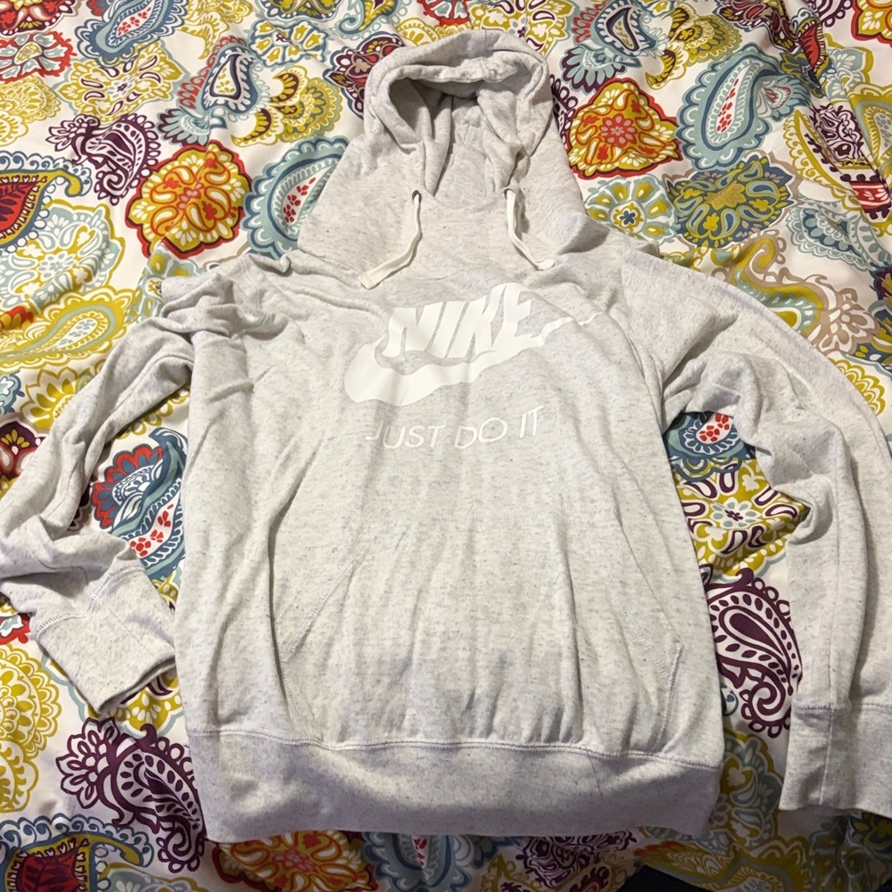 Nike Light Gray Hoodie with White Logo